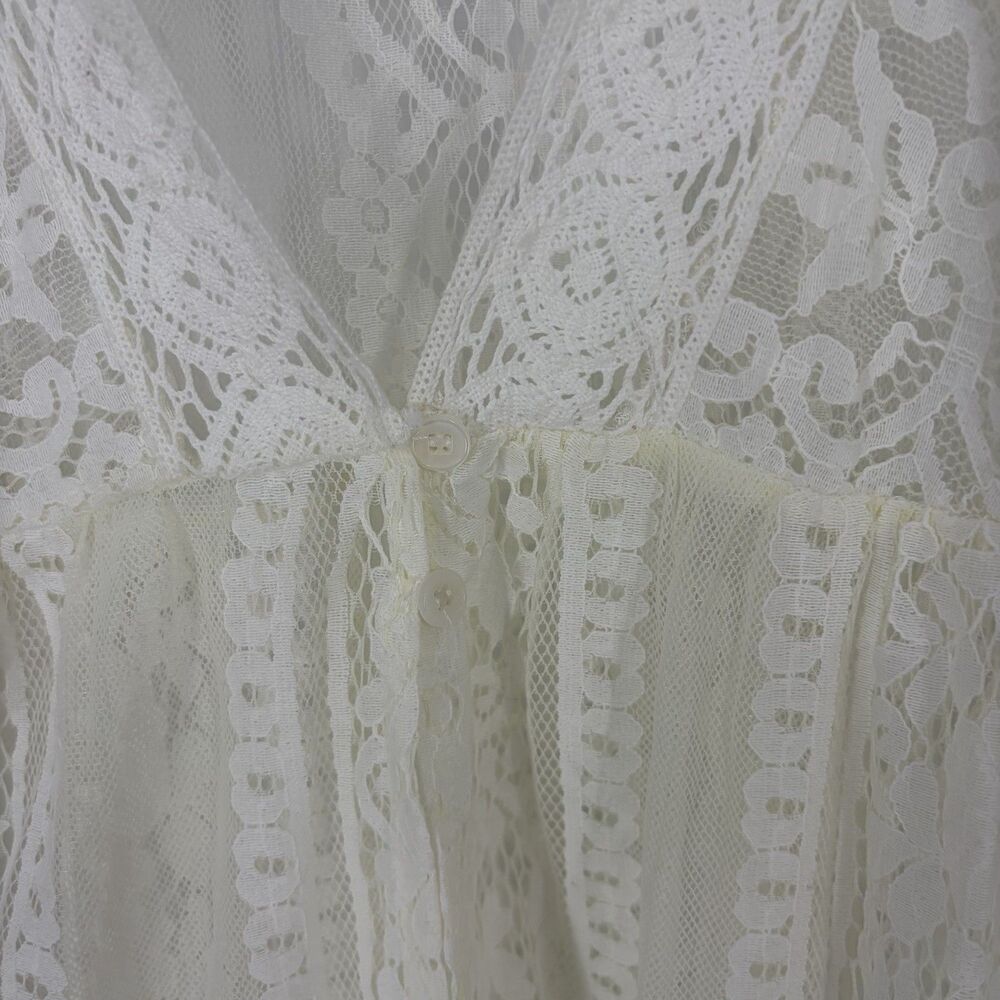 Maurices Romantic Lace Duster XS Kimono Cover Up White Festival Boho Cottagecore - Picture 5 of 9